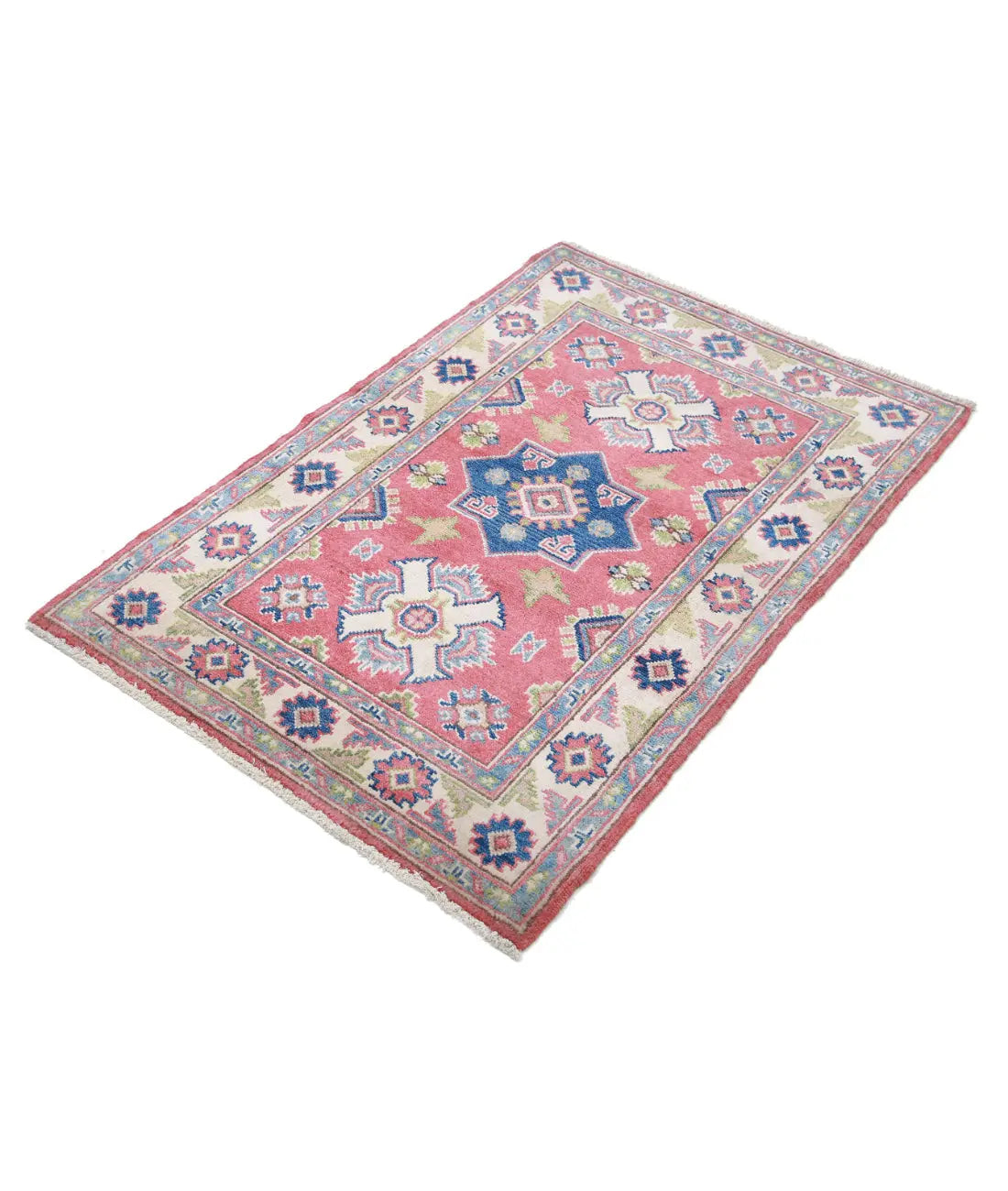 Hand Knotted Tribal Kazak Wool Rug - 2'7'' x 3'11''
