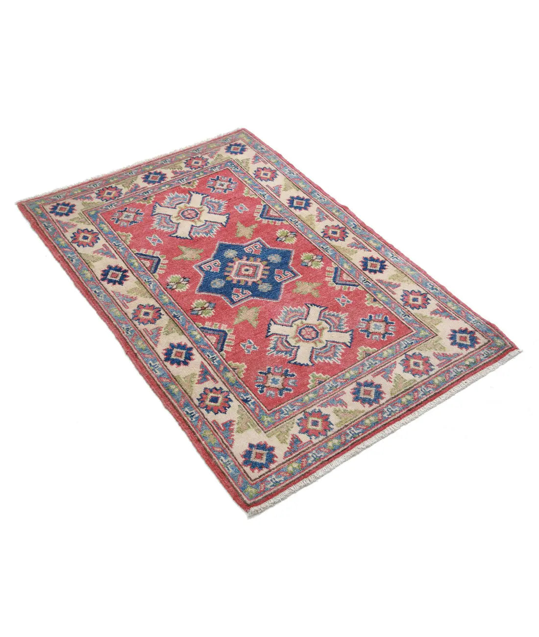 Hand Knotted Tribal Kazak Wool Rug - 2'7'' x 3'11''