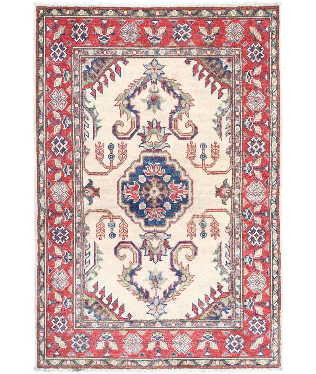 Hand Knotted Tribal Kazak Wool Rug - 2'7'' x 4'0''
