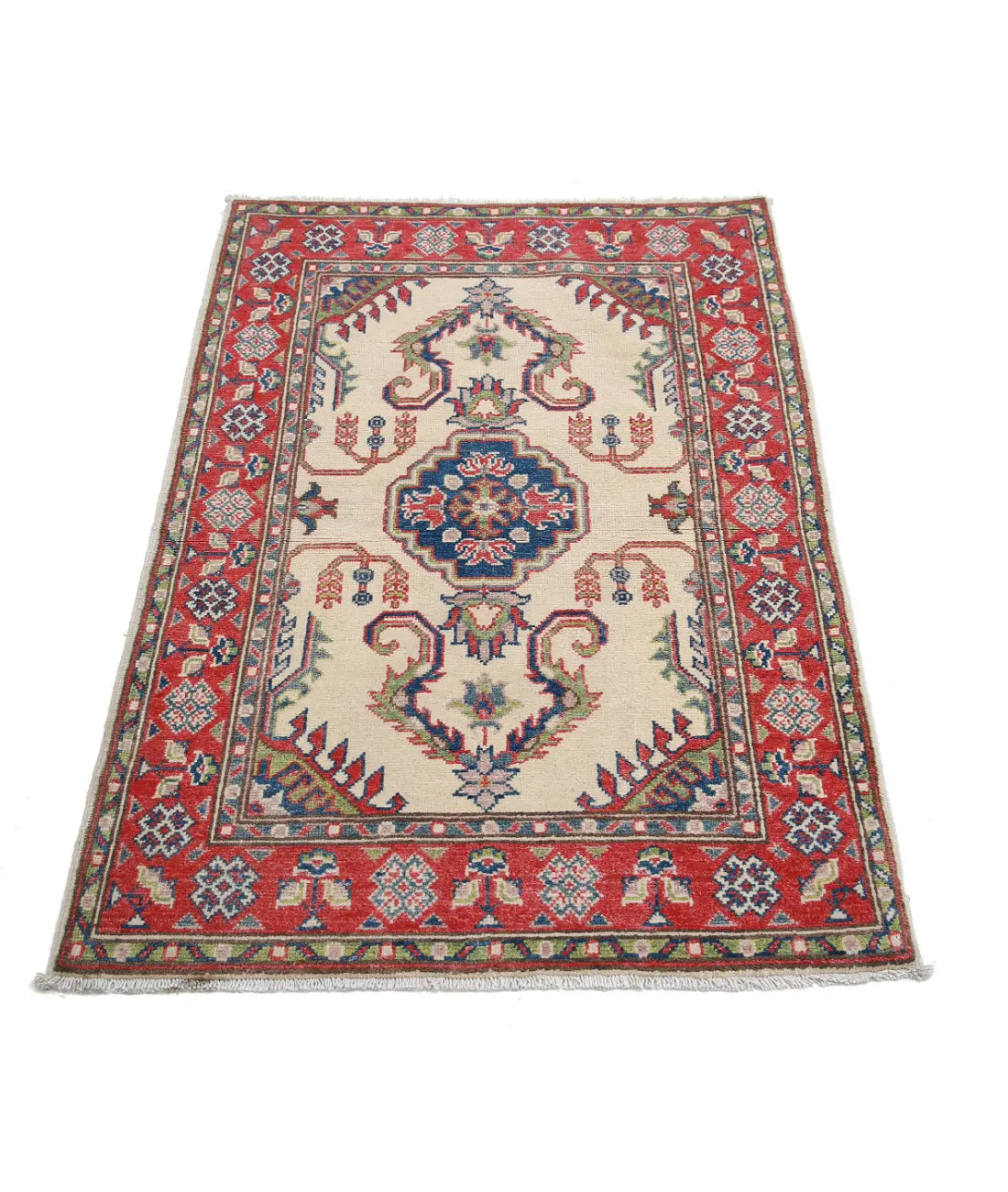 Tapis tribal en laine Kazak noué à la main - 2'7'' x 4'0''