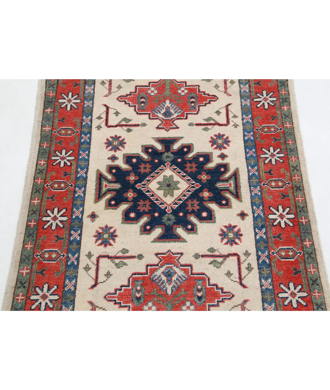 Tapis tribal en laine Kazak noué à la main - 2'8'' x 3'11''