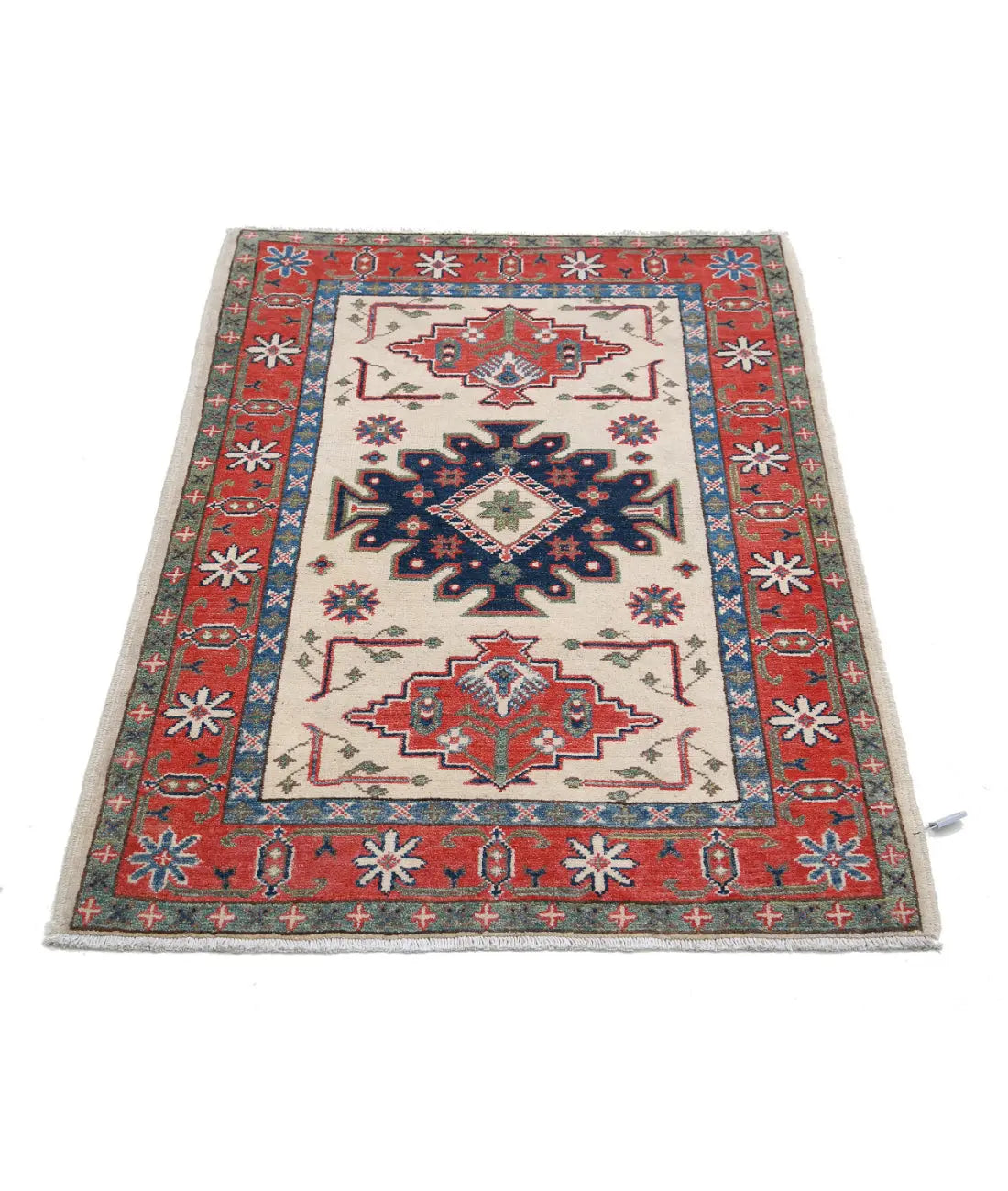 Tapis tribal en laine Kazak noué à la main - 2'8'' x 3'11''