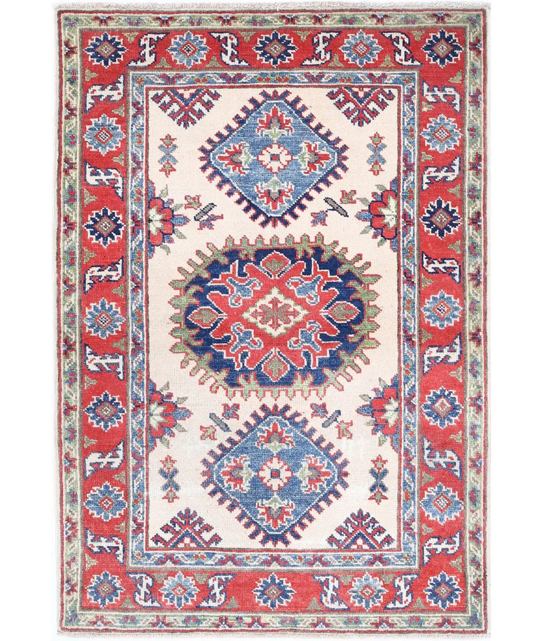 Hand Knotted Tribal Kazak Wool Rug - 2'8'' x 4'0''