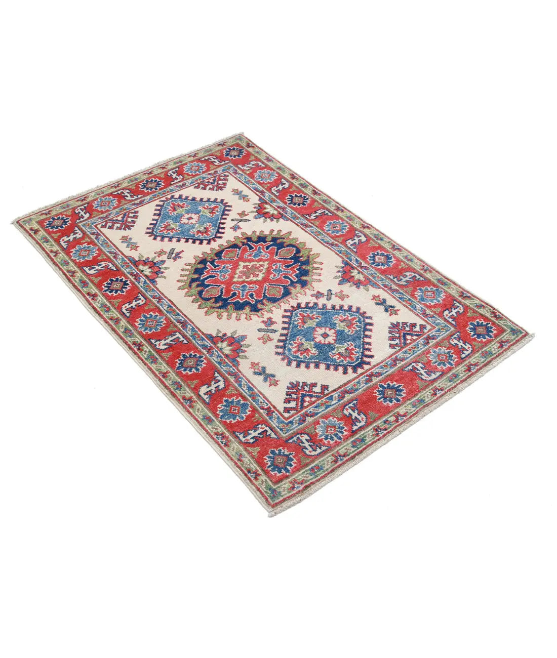 Hand Knotted Tribal Kazak Wool Rug - 2'8'' x 4'0''