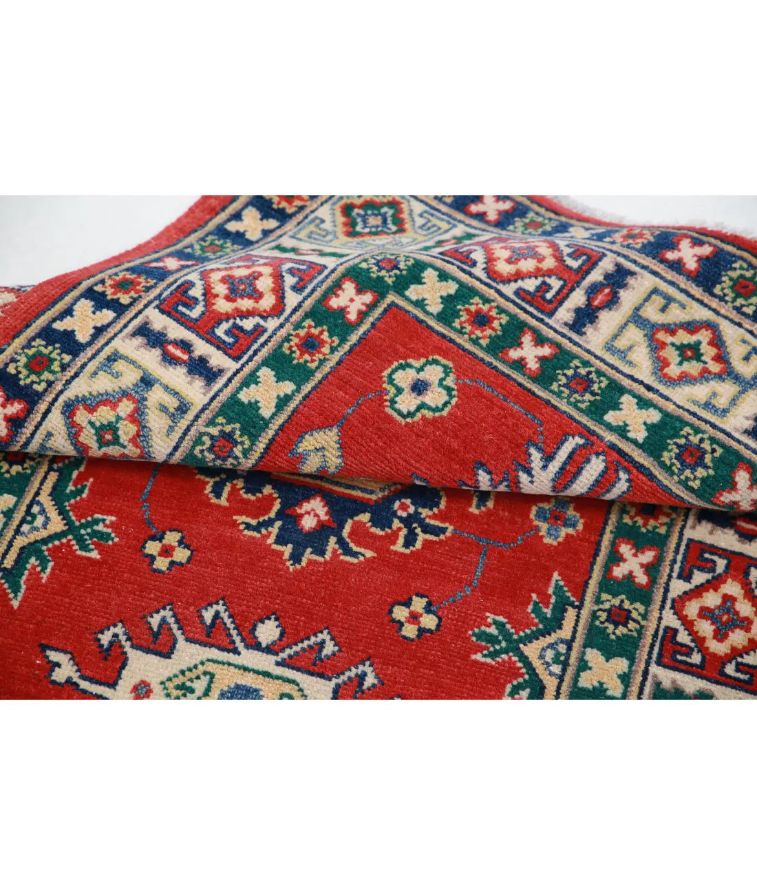 Tapis tribal en laine Kazak noué à la main - 2'8'' x 4'2''