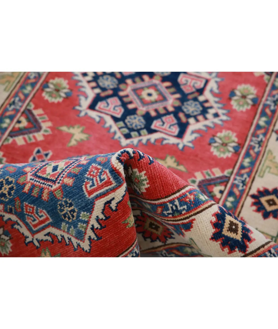 Tapis tribal en laine Kazak noué à la main - 2'9'' x 6'1''