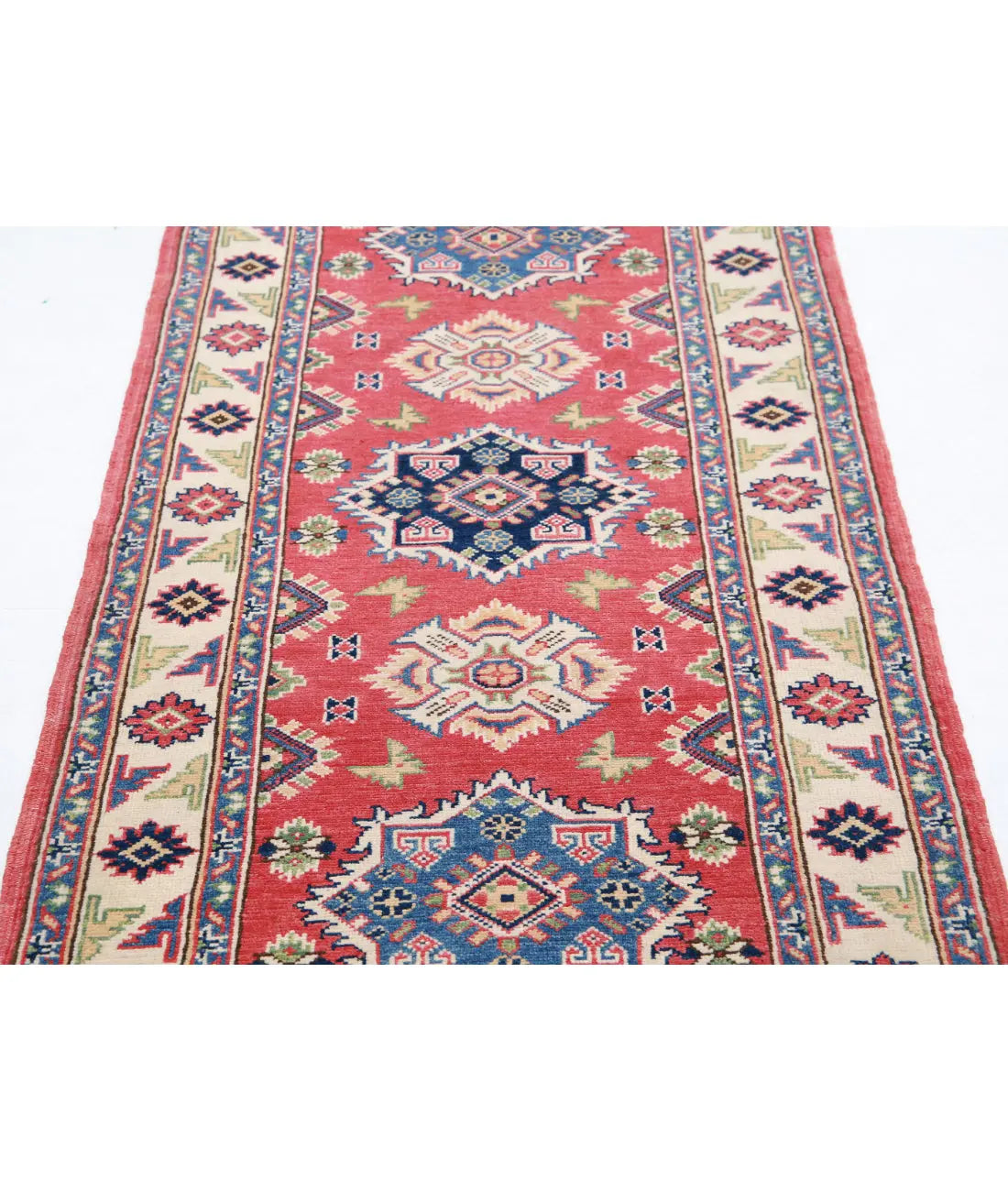 Tapis tribal en laine Kazak noué à la main - 2'9'' x 6'1''