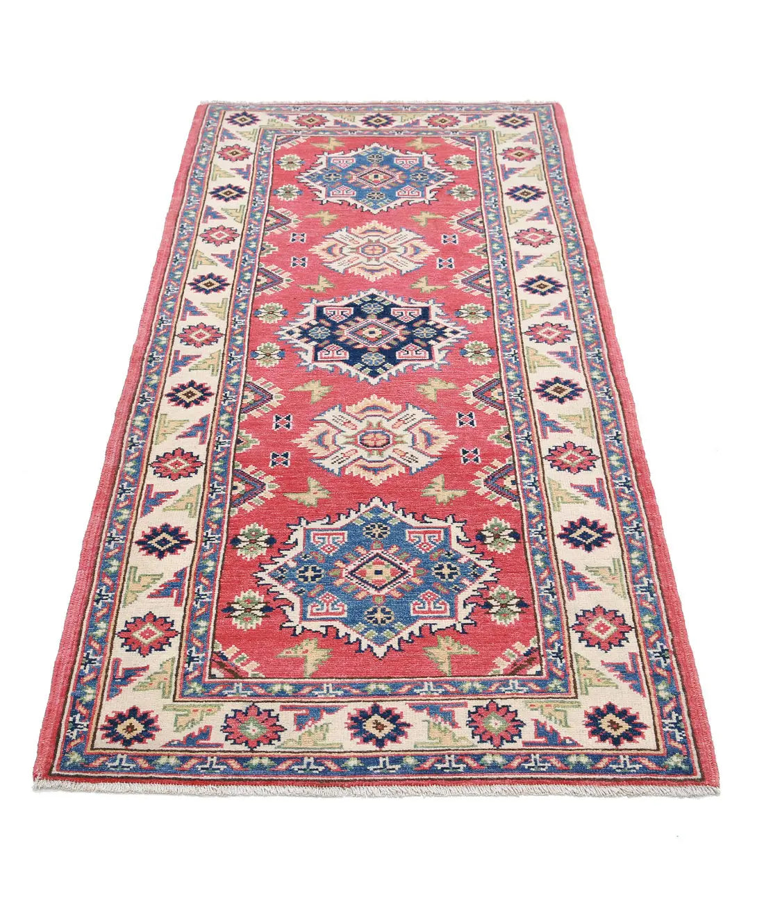 Tapis tribal en laine Kazak noué à la main - 2'9'' x 6'1''