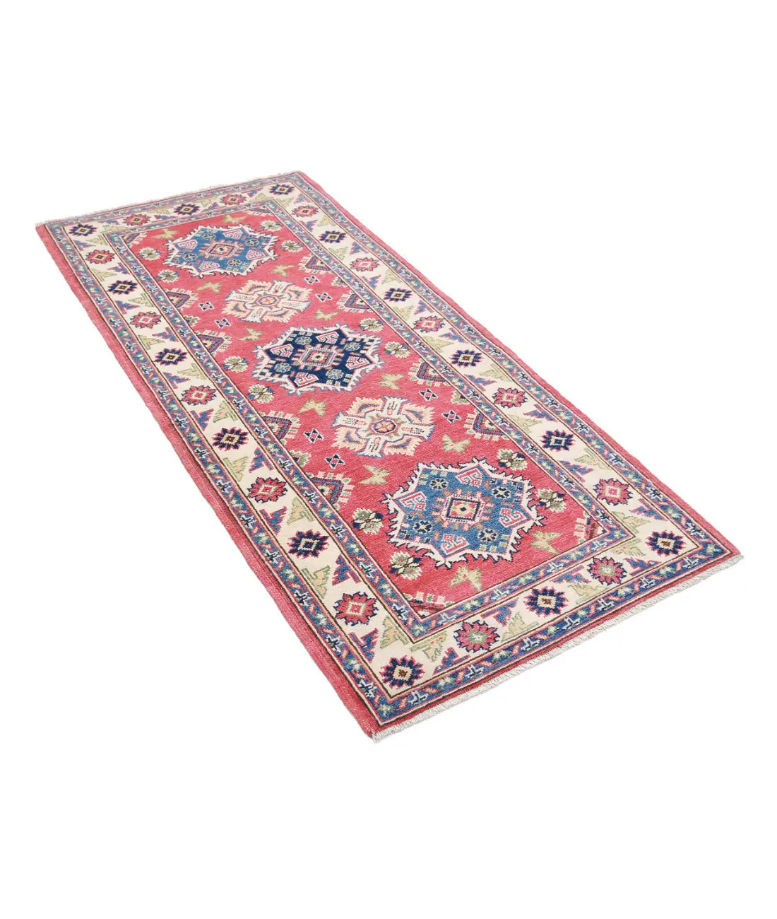 Tapis tribal en laine Kazak noué à la main - 2'9'' x 6'1''