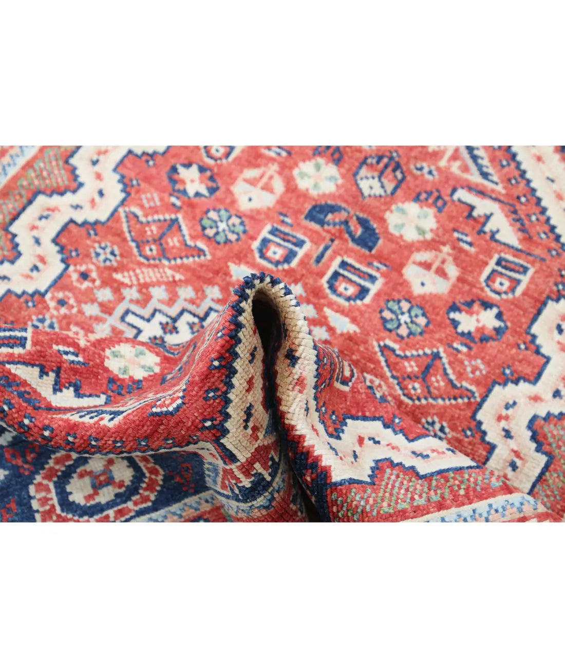 Hand Knotted Tribal Kazak Wool Rug - 3'4'' x 4'4''