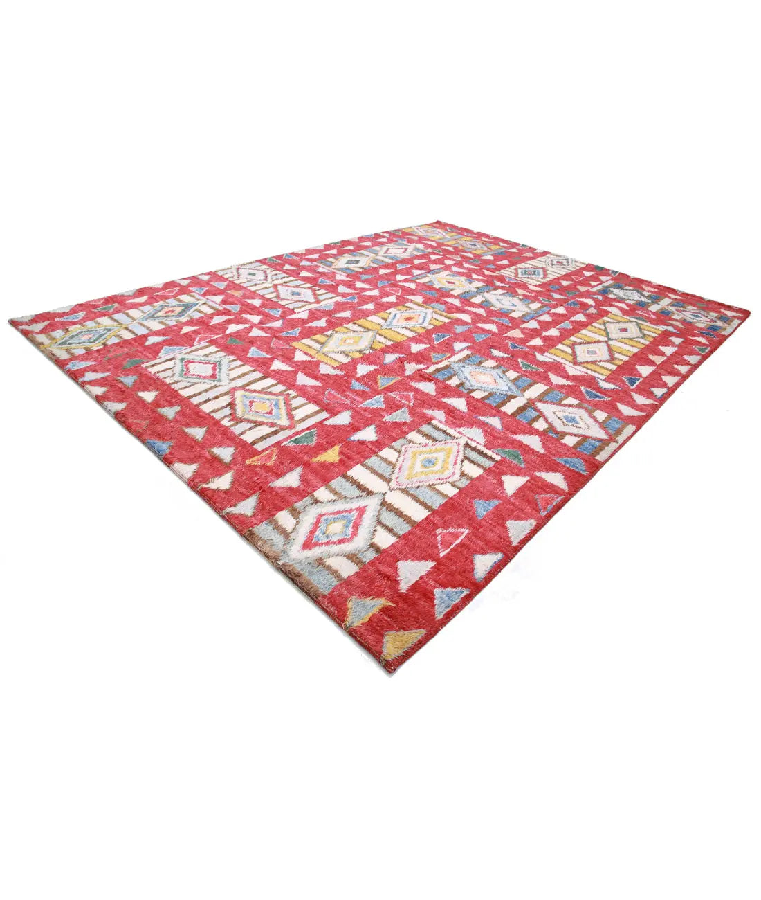 Alfombra tribal marroquí de lana anudada a mano - 10'6'' x 13'9''