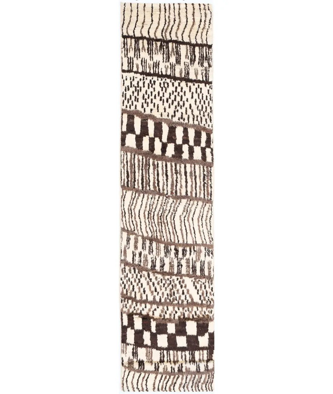 Hand Knotted Tribal Moroccan Wool Rug - 2'5'' x 11'3''