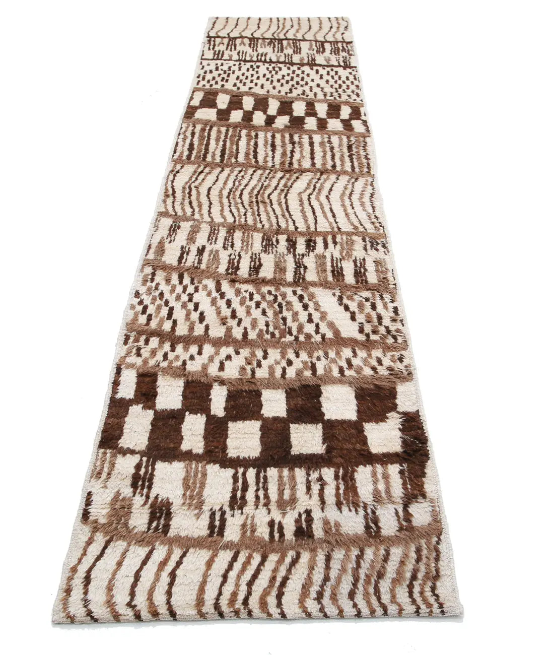 Hand Knotted Tribal Moroccan Wool Rug - 2'5'' x 11'3''