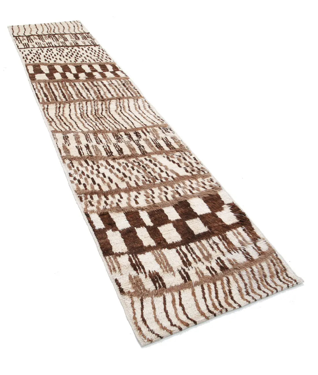 Hand Knotted Tribal Moroccan Wool Rug - 2'5'' x 11'3''