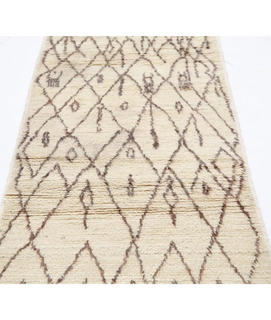 Alfombra de lana marroquí tribal anudada a mano - 2'7'' x 9'7''