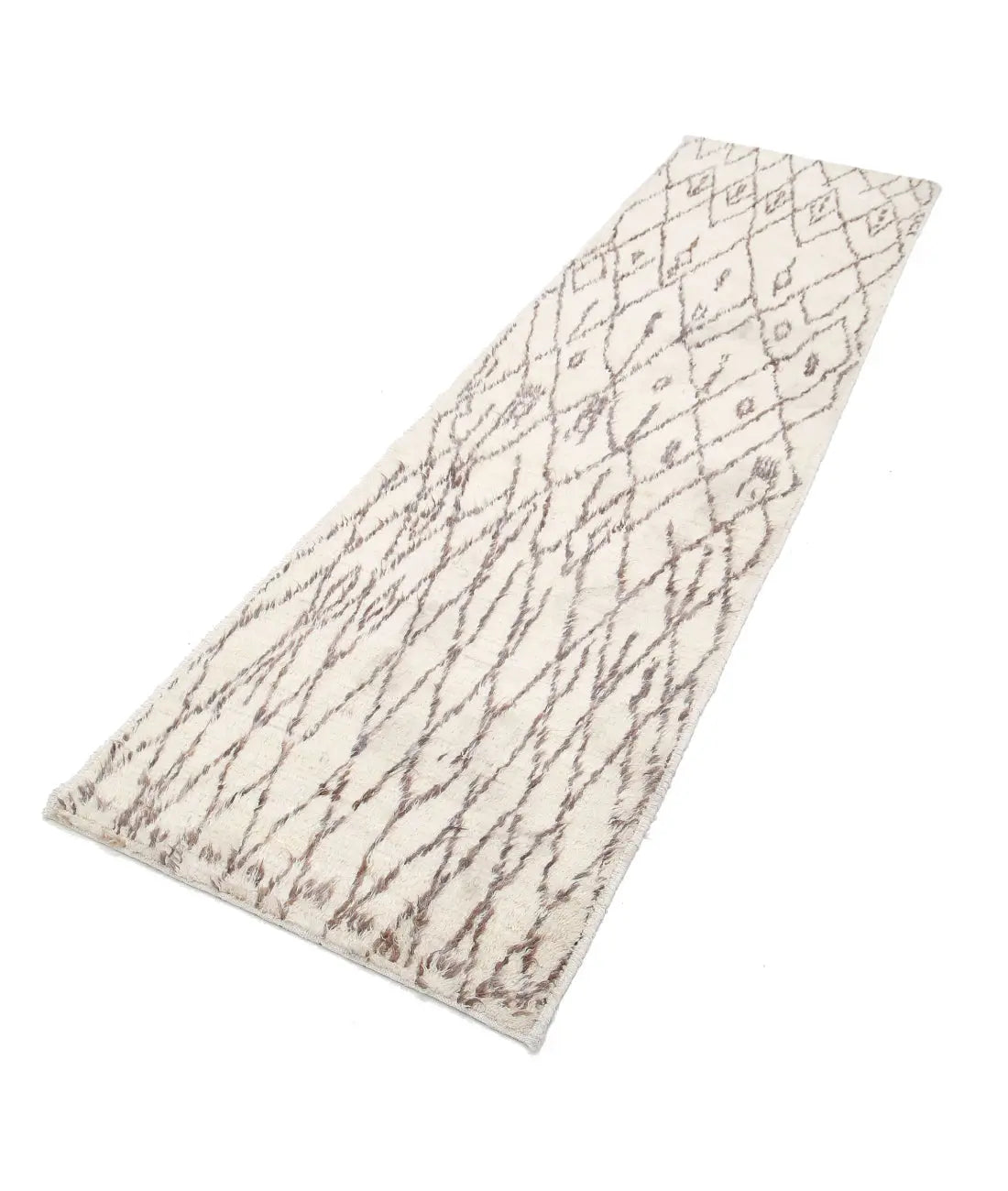 Alfombra de lana marroquí tribal anudada a mano - 2'7'' x 9'7''