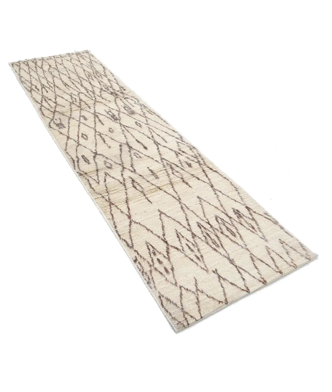 Alfombra de lana marroquí tribal anudada a mano - 2'7'' x 9'7''