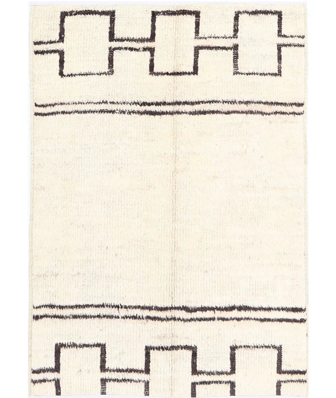 Hand Knotted Tribal Moroccan Wool Rug - 3'10'' x 5'8''