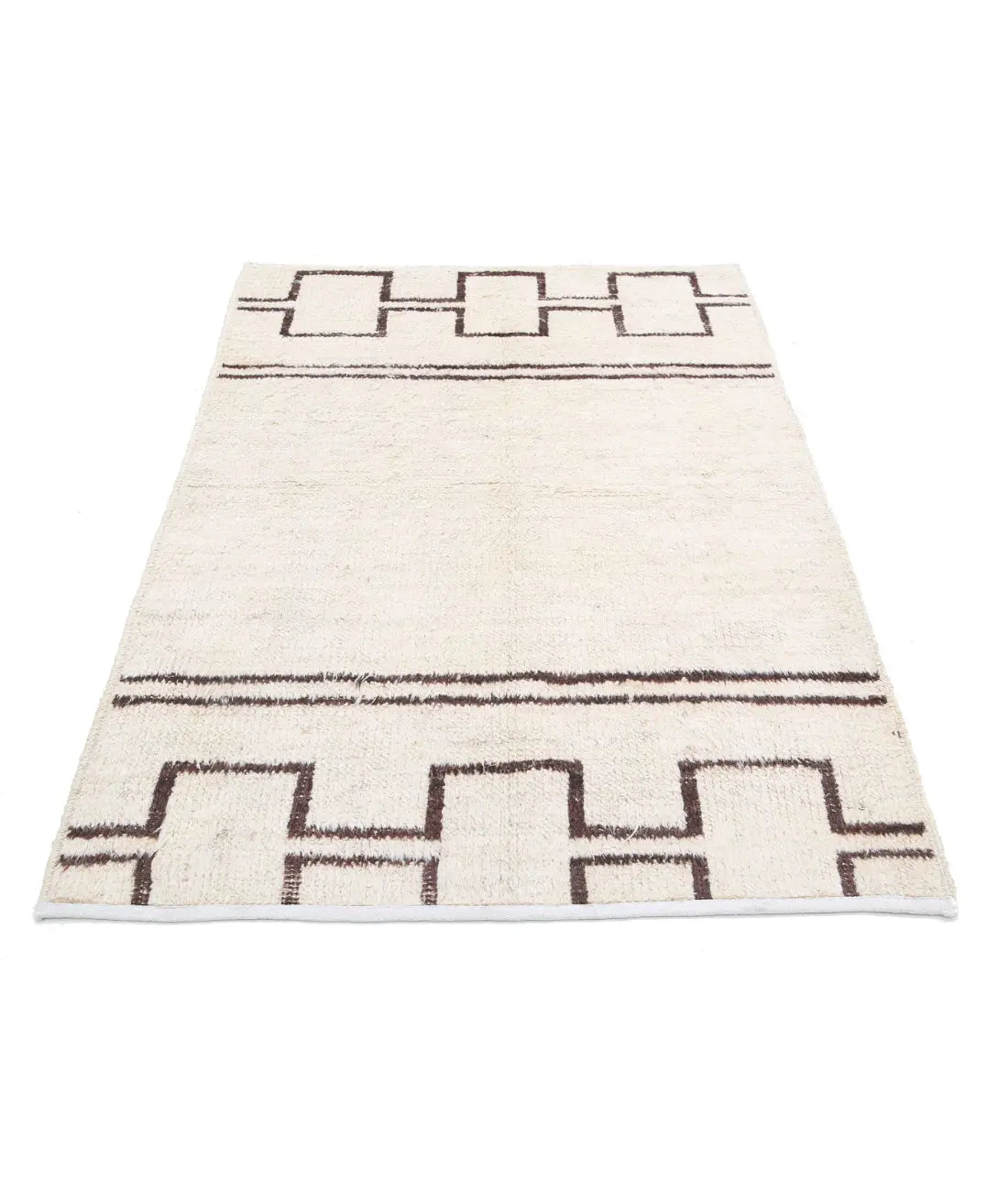 Hand Knotted Tribal Moroccan Wool Rug - 3'10'' x 5'8''