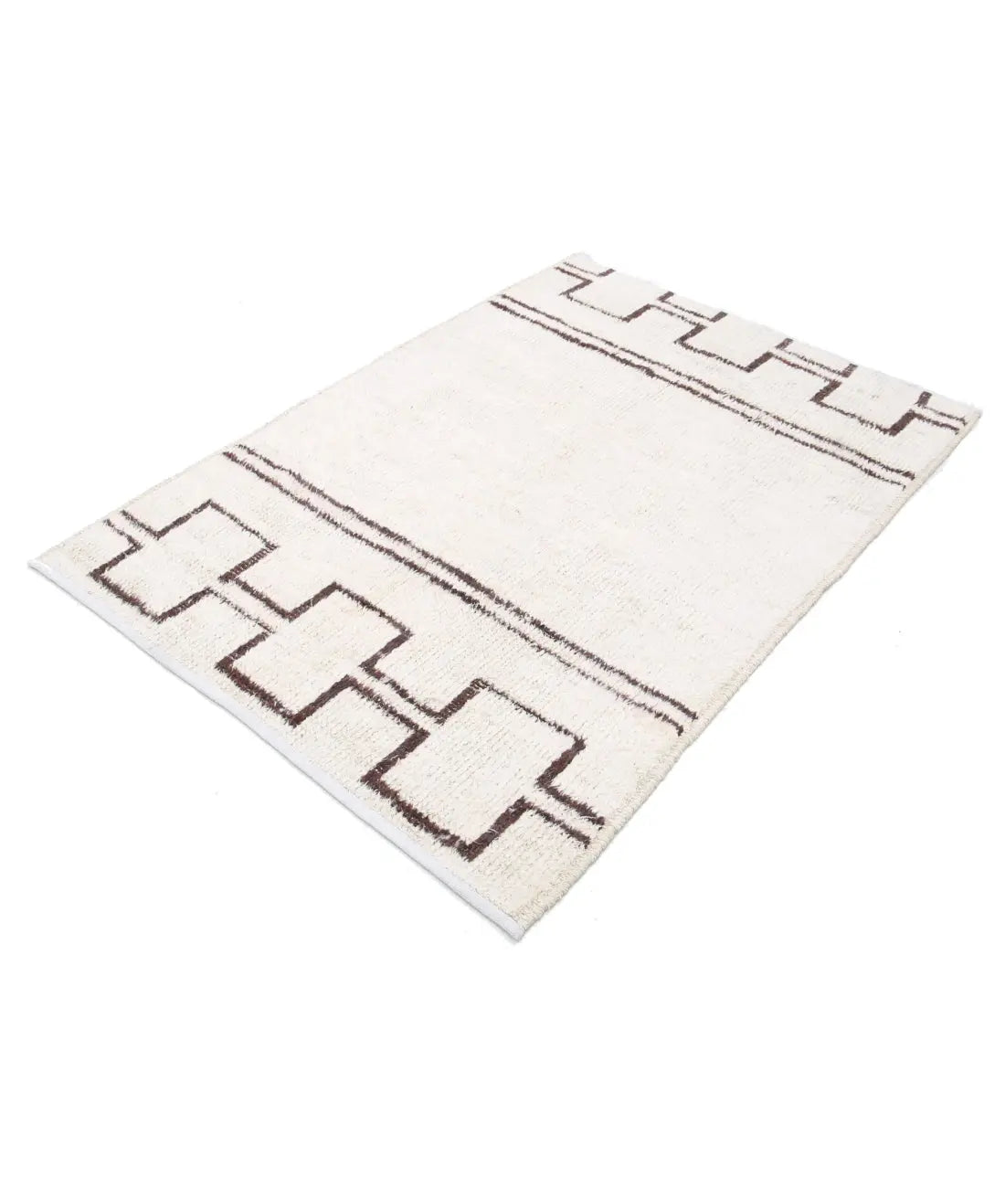 Hand Knotted Tribal Moroccan Wool Rug - 3'10'' x 5'8''