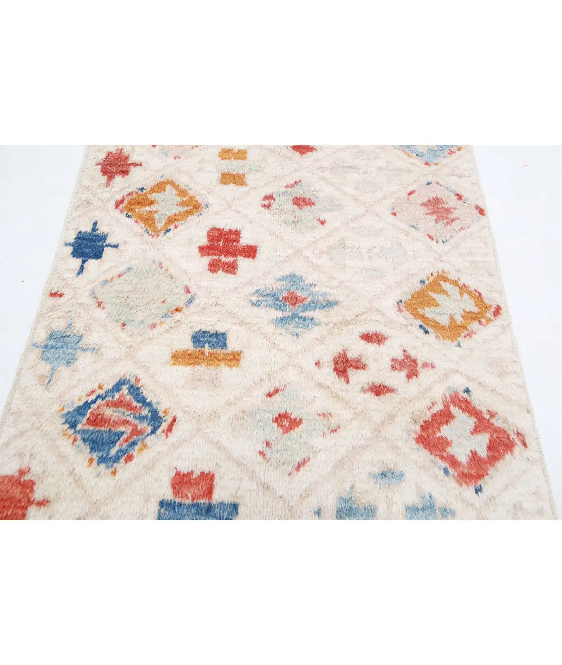 Hand Knotted Tribal Moroccan Wool Rug - 3'11'' x 6'1''