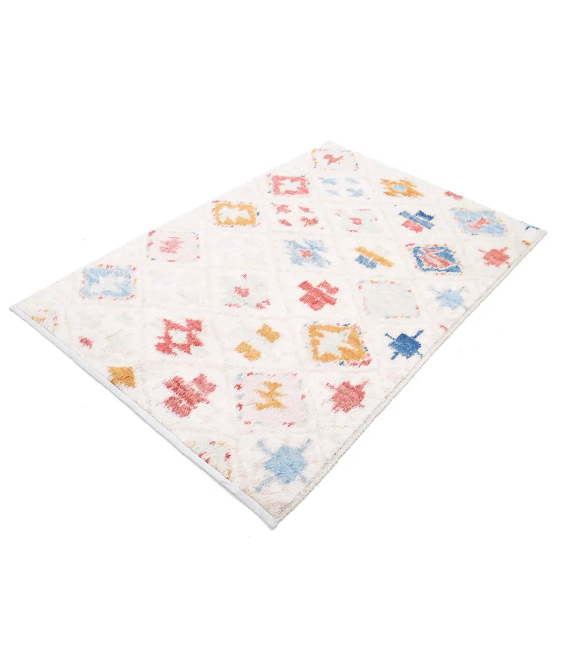 Hand Knotted Tribal Moroccan Wool Rug - 3'11'' x 6'1''