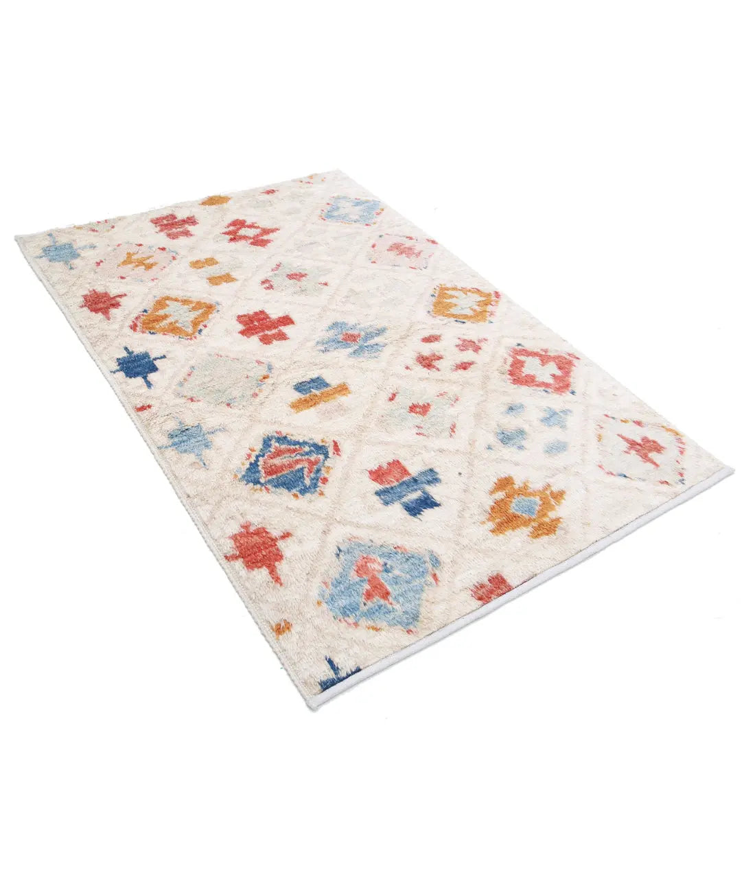 Hand Knotted Tribal Moroccan Wool Rug - 3'11'' x 6'1''