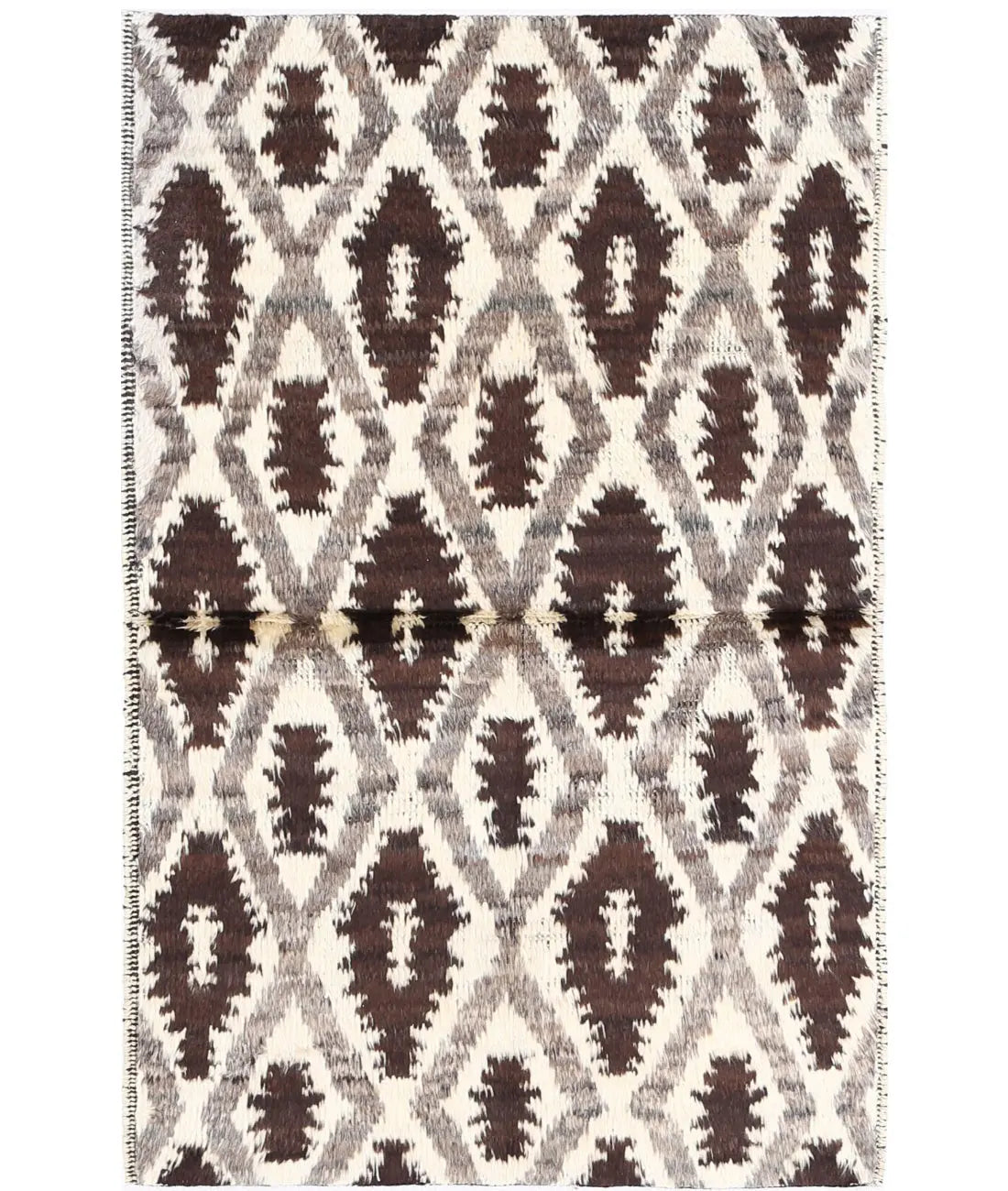 Hand Knotted Tribal Moroccan Wool Rug - 3'1'' x 4'11''