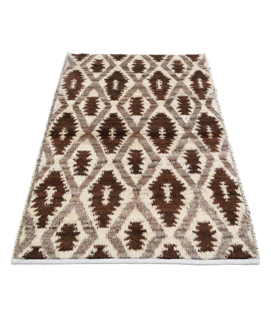 Hand Knotted Tribal Moroccan Wool Rug - 3'1'' x 4'11''