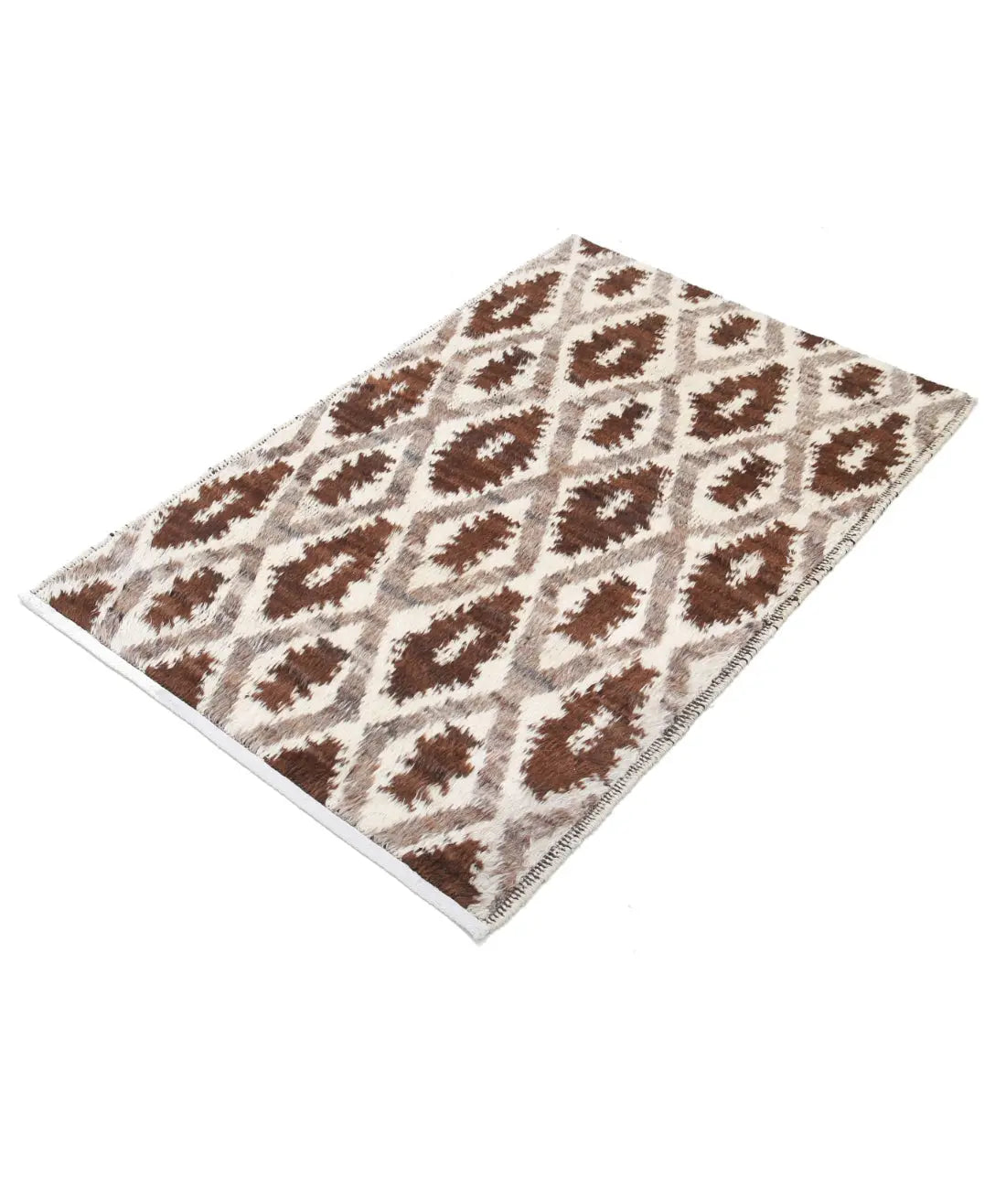 Hand Knotted Tribal Moroccan Wool Rug - 3'1'' x 4'11''