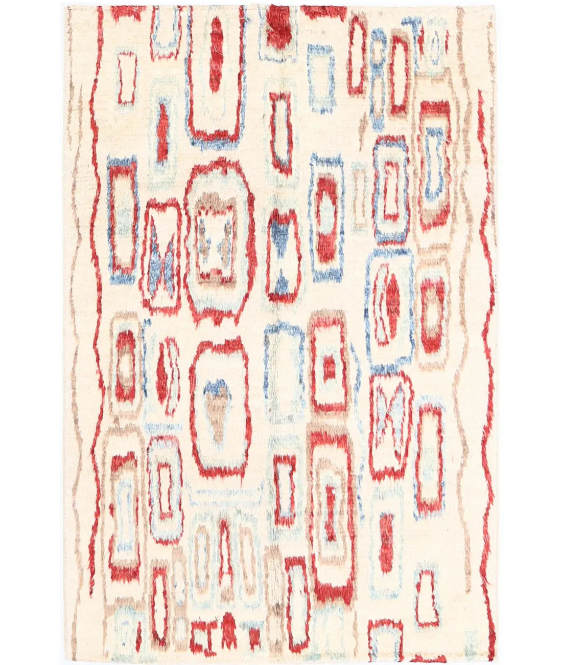 Hand Knotted Tribal Moroccan Wool Rug - 3'9'' x 5'10''