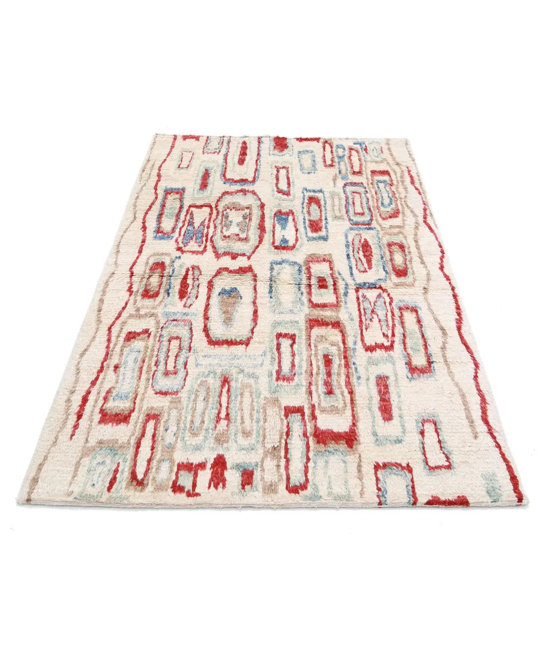 Tapis tribal marocain en laine noué à la main - 3'9'' x 5'10''