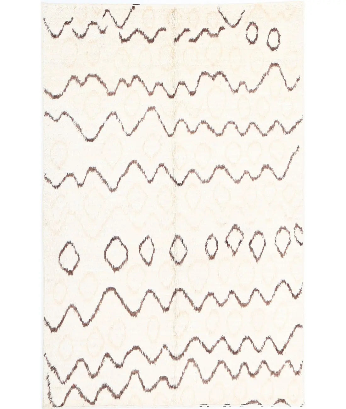 Hand Knotted Tribal Moroccan Wool Rug - 4'10'' x 7'7''