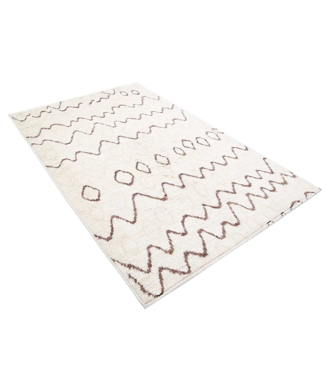 Hand Knotted Tribal Moroccan Wool Rug - 4'10'' x 7'7''