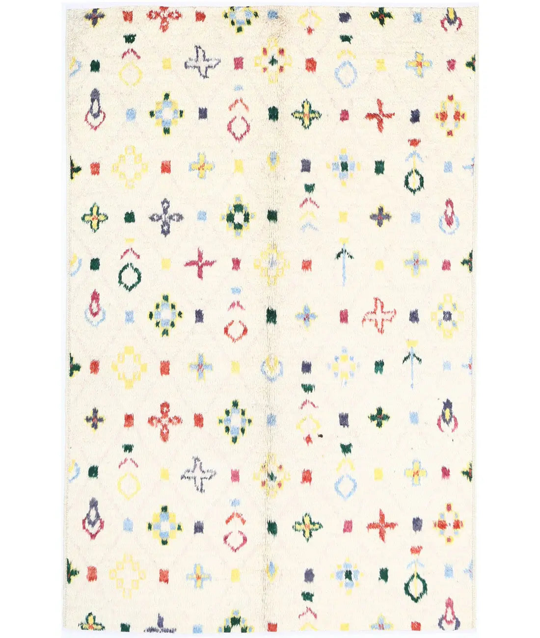 Hand Knotted Tribal Moroccan Wool Rug - 4'11'' x 7'8''