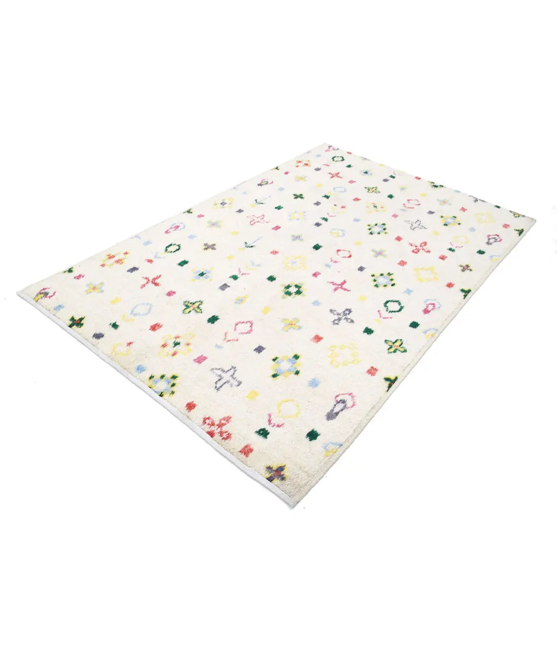 Alfombra de lana marroquí tribal anudada a mano - 4'11'' x 7'8''