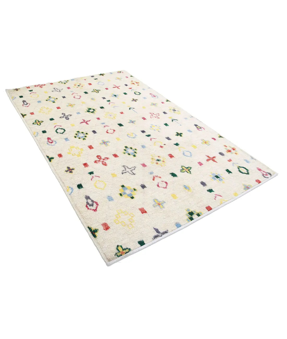 Alfombra de lana marroquí tribal anudada a mano - 4'11'' x 7'8''