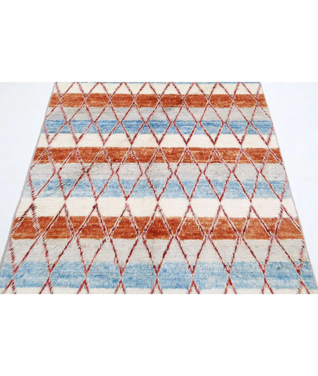 Alfombra de lana marroquí tribal anudada a mano - 4'1'' x 5'8''