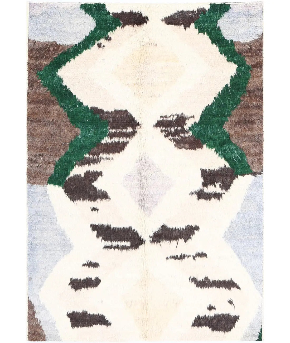 Hand Knotted Tribal Moroccan Wool Rug - 4'1'' x 6'0''