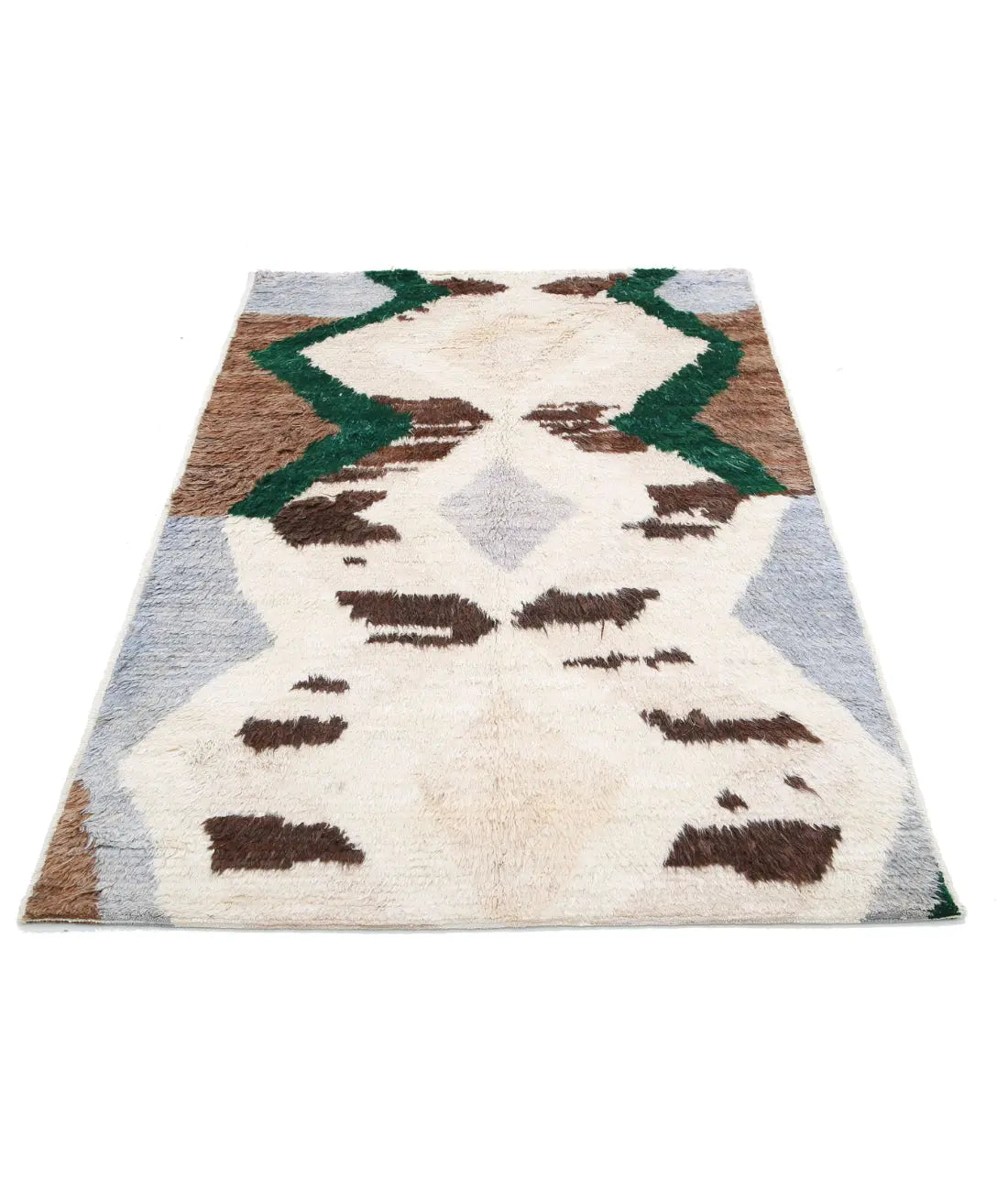 Hand Knotted Tribal Moroccan Wool Rug - 4'1'' x 6'0''