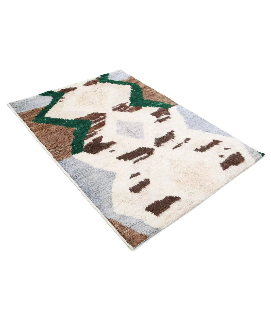 Hand Knotted Tribal Moroccan Wool Rug - 4'1'' x 6'0''