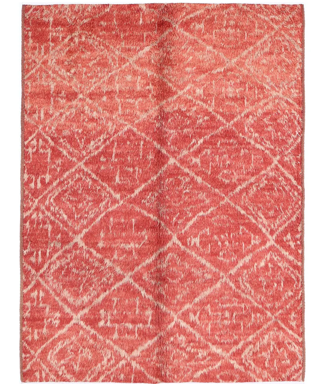 Hand Knotted Tribal Moroccan Wool Rug - 4'4'' x 5'9''