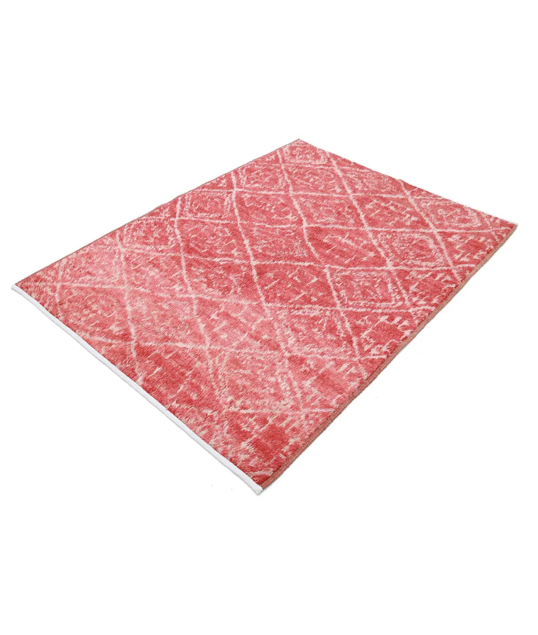 Hand Knotted Tribal Moroccan Wool Rug - 4'4'' x 5'9''