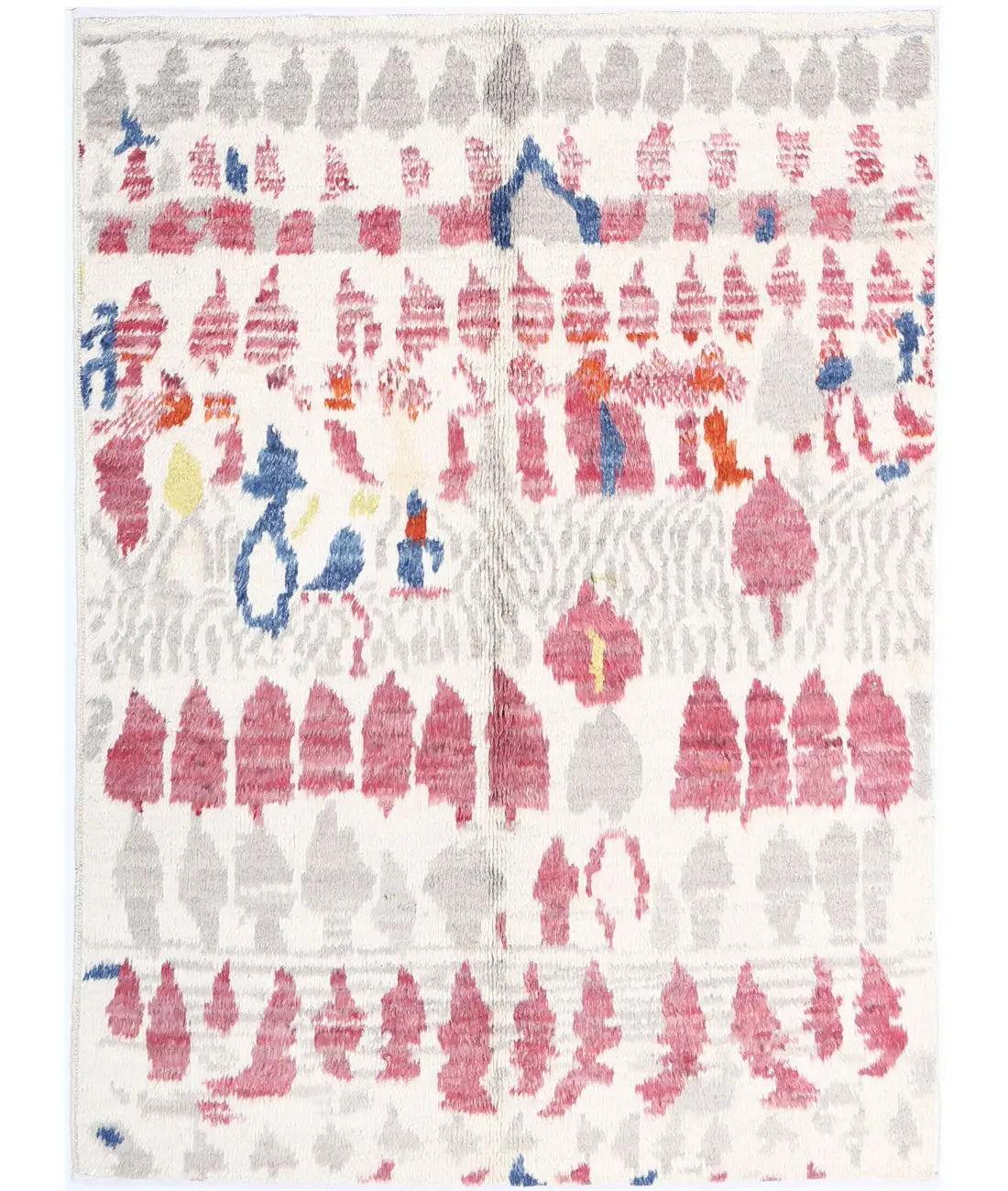 Hand Knotted Tribal Moroccan Wool Rug - 4'5'' x 5'10''