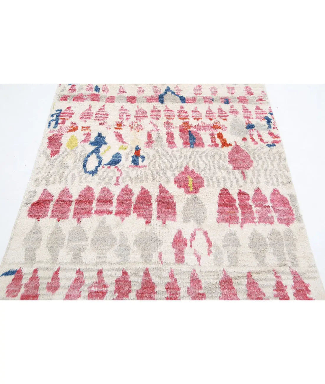 Alfombra de lana marroquí tribal anudada a mano - 4'5'' x 5'10''