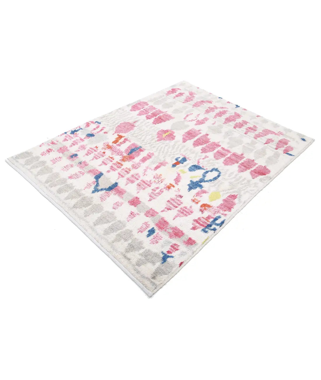 Alfombra de lana marroquí tribal anudada a mano - 4'5'' x 5'10''