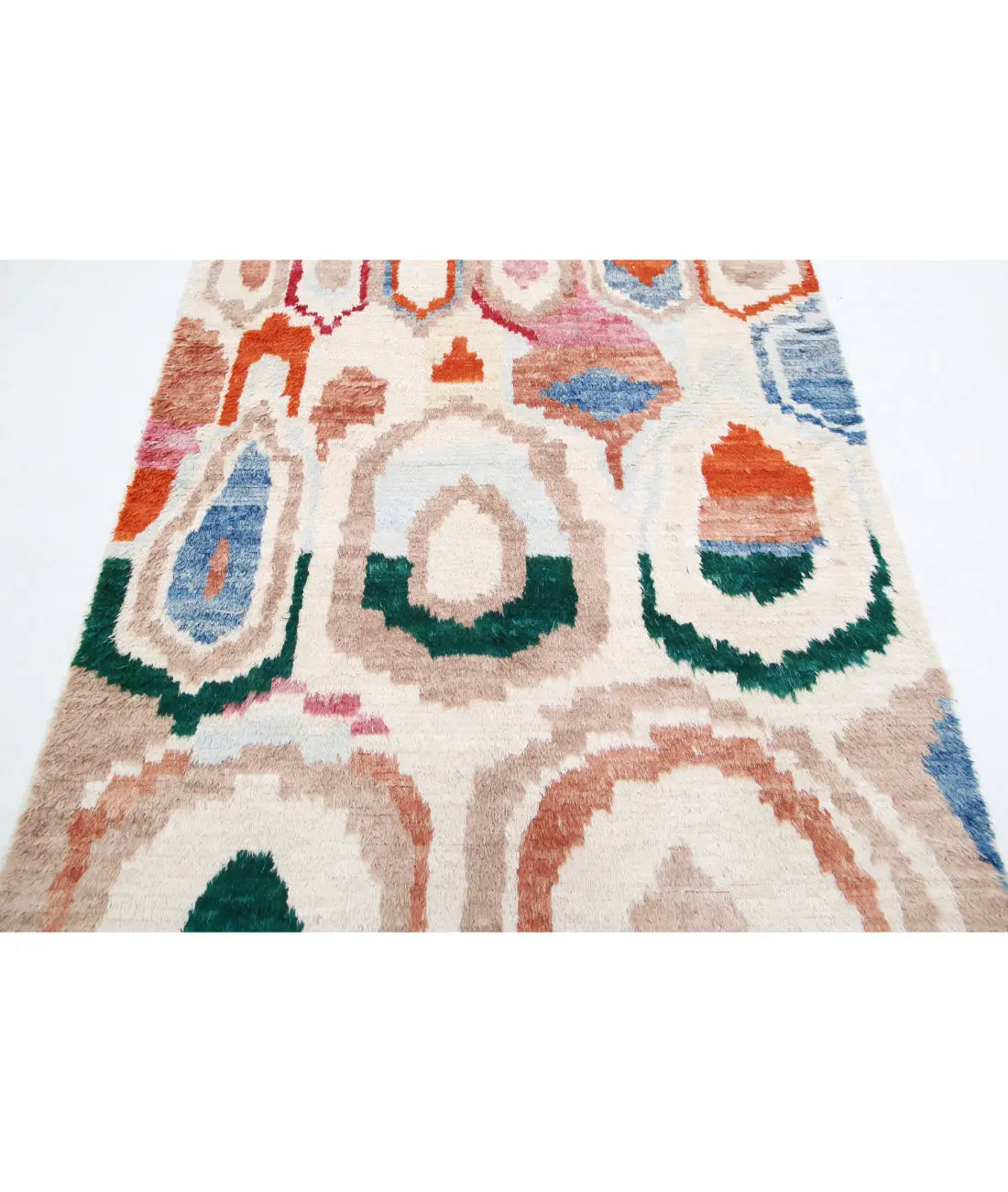 Hand Knotted Tribal Moroccan Wool Rug - 4'9'' x 7'1''
