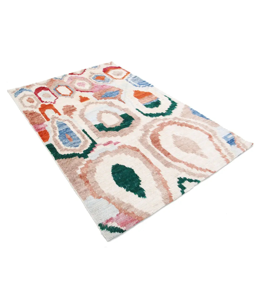 Hand Knotted Tribal Moroccan Wool Rug - 4'9'' x 7'1''