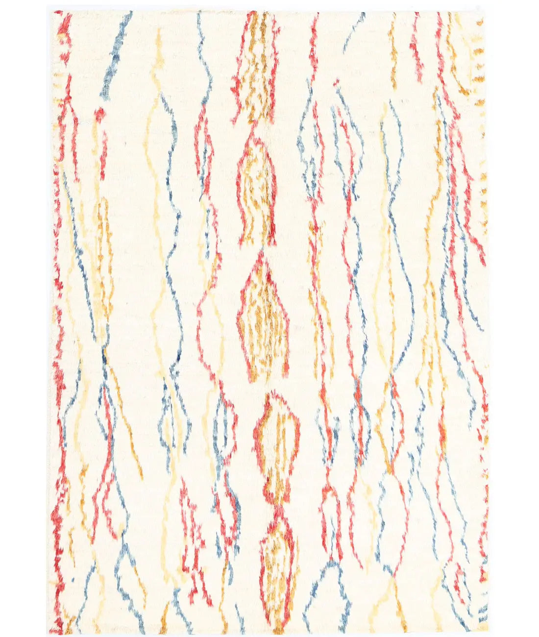 Hand Knotted Tribal Moroccan Wool Rug - 5'0'' x 7'3''