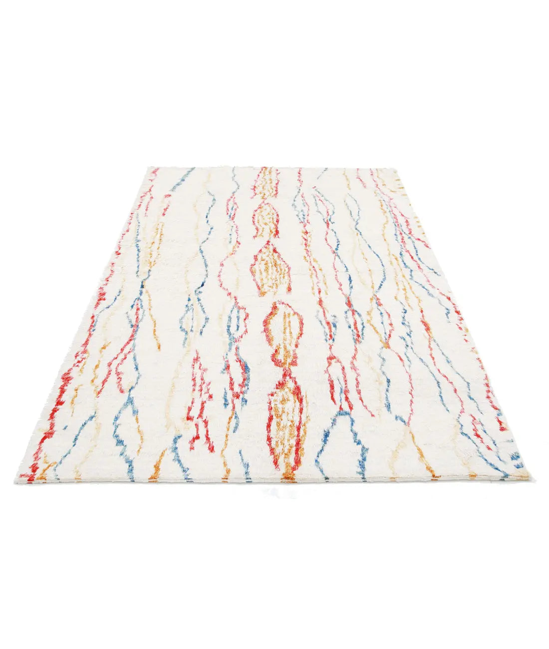 Hand Knotted Tribal Moroccan Wool Rug - 5'0'' x 7'3''